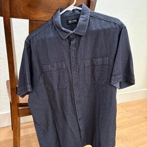 Men's buttoned down shirt, Blue, textured, Size: XL